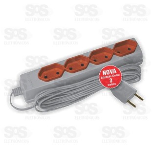 Extensão 4 Tomadas 2 Pinos 3 Metros Luster 2170