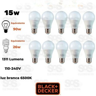 Lâmpada Led Bulbo 15W Unidads E27 Luz Branca Black Decker