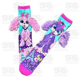 Meia Maluca Divertida Cano Alto Tamanho G Modelo e Estampa Variados