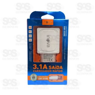 Carregador 2 USB 3.1A Com Cabo Micro USB V8 Inova CAR-3228S