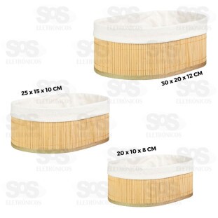 Jogo 3 Cestos De Bambu Multiuso Onyx 5935
