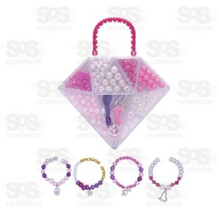 Kit Miçangas Bracelete E Colar Polibrinq Mk56