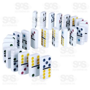 Dominó 28 Peças Coloridas Estojo De Metal Max-69000-4