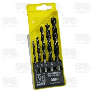 Kit De Brocas Para Madeira 5 Peças 4-10MM B-Tek BT-588
