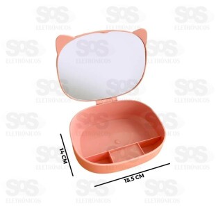 Porta Maquiagem Com Espelho 4 Divisões AL-2740