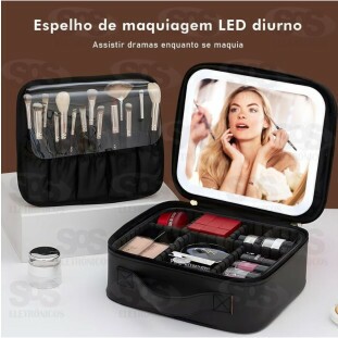 Maleta de Maquiagem Com Espelho Iluminado B-Max BM-F1432