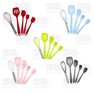 Kit Utensílios De Cozinha De Silicone Bazik Com 5 Peças Wu-337