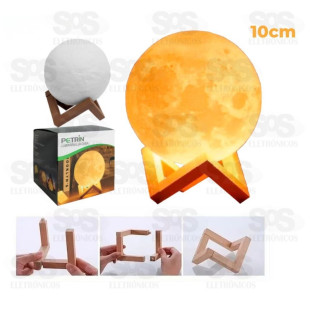 Luminária de Lua 3D LED com Base 10cm Petrin RD1069