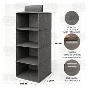 Organizador Suspenso Guarda Roupa 4 Divisórias Dobrável B-Max F1646