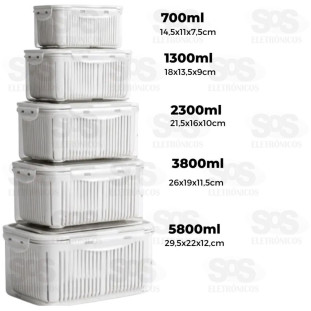 Kit Organizador Com Tampa Hermética 5 Unidades B-Max F1311