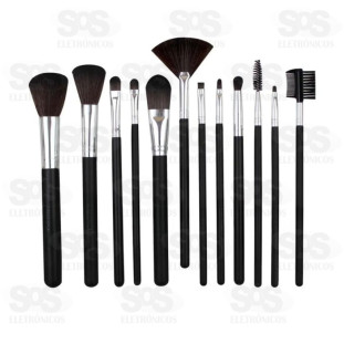 Kit Com 12 Pincéis Para Maquiagem e Estojo B-Max F1378