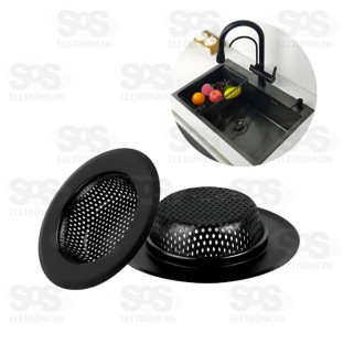 Ralo Aço Inox de Pia Preto Premium 11,4cm HM-785