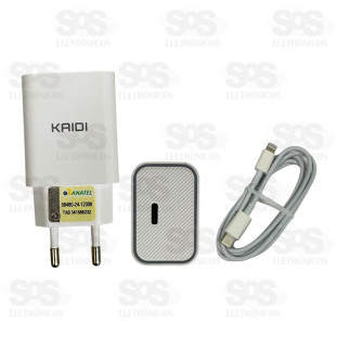 Carregador Turbo 20W Cabo Lightning Kaidi KD-662CL