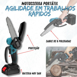 kit Motosserra Recarregável+ Tesoura de Poda +Extensor Com 2 Baterias  Luatek LWJ-294