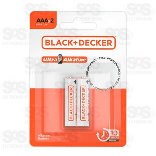 Pilha Ultra Alcalina AAA LR03 1,5V Cartela 2 Unidades Black Decker