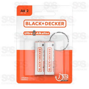 Pilha Ultra Alcalina AA LR6 1,5V Cartela 2 Unidades Black Decker