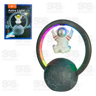 Luminária com Caixa de Som Astronauta na Lua Inova RAD-12550