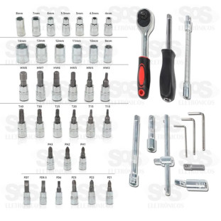 Kit De Chaves Canhão 46 Peças - Aço 1/4  Azul-aço Luatek LWJ-139