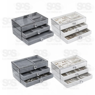 Porta Joias Acrílico Com 3 Divisórias LMF-MZ57