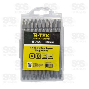 Kit De Pontas Duplas Magnetica 10 unidades de 100mm  B-Tek BT-412