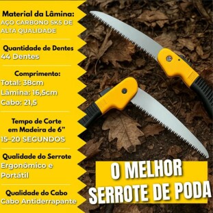 Serrote Dobrável Cabo Emborrachado Para Poda E Jardim B-Tek BT-532