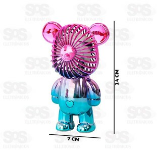 Ventilador Portátil De Mão Ursinho 3 Velocidades BRQ-VP-42