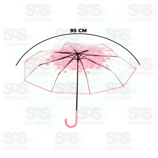 Guarda Chuva Florido Transparente Automático 95CM XH8972