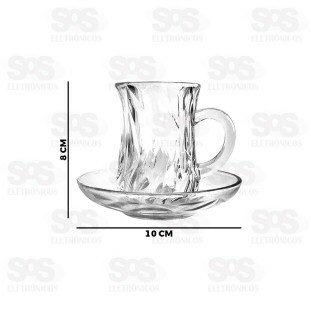 Conjunto Xícara De Vidro Com Pires 58ML 12 Peças DXP8