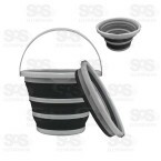 Balde De Silicone Dobrável Retrátil 5 Litros Caerus CRS-1396