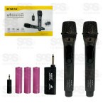 Kit 2 Microfones Sem Fio Dinâmicos Com Painel B-Max BM-248