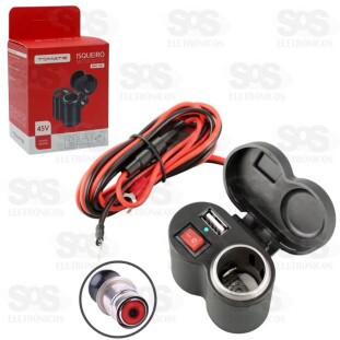 Carregador USB e Acendedor Para Moto 45v Tomate MNC-001