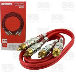 Cabo de Áudio 2x2 RCA 0,9m Tomate MCB-046