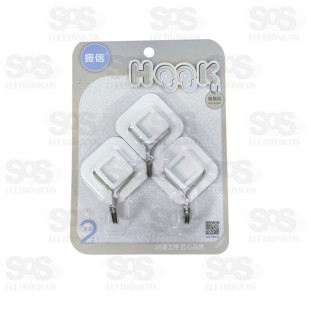 Kit 3 Gancho Adesivos  Multiuso Top Útil TOP0801