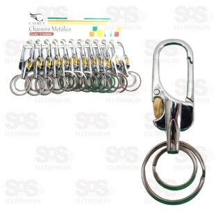 Chaveiro Metálico Com Detalhe Dourado 12 Unidades Caerus CRS-1390