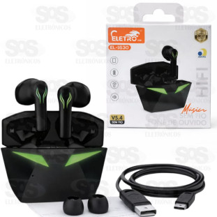 Fone de Ouvido Bluetooth TWS Gamer com LED Eletromex EL-1630