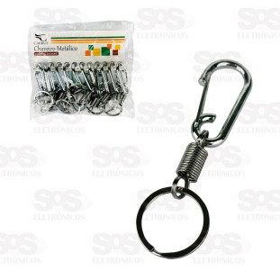 Chaveiro Metálico Mola Estilo Gancho 12 Unidades Caerus CRS-1916