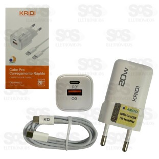 Carregador Turbo 20W Com Cabo Type C Kaidi CQ-1501CC