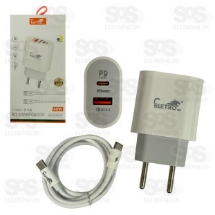 Carregador Turbo 40W Com Cabo Type C Eletromex EL-4016-CC