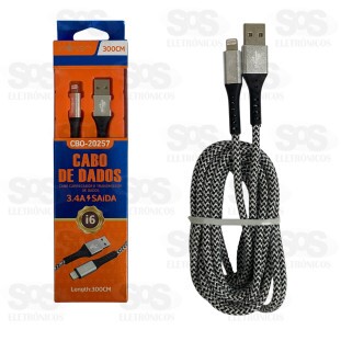 Cabo De Dados Rápido Iphone 3.4A 3 Metros Inova Prime CBO-20257