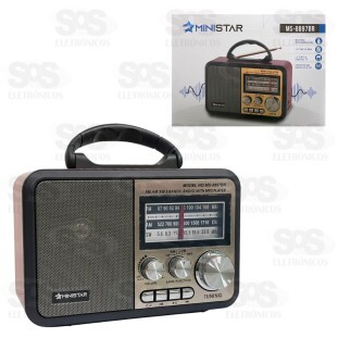 Rádio Retrô Portátil 5W Bluetooth Ministar MS-8897BR