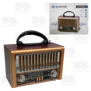 Rádio Retrô Portátil 5W Bluetooth Ministar MS-8135BR