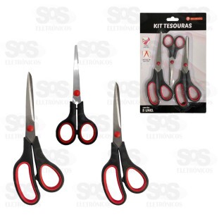 Kit 3 Tesouras Multiuso Aço Inox Hai Brasil TS03