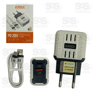 Carregador Turbo USB+PD 20W Cabo Type C Kaidi KD-691C