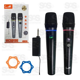 Kit 2 Microfones Sem Fio Dinâmico Com Painel Eletromex EL-5015