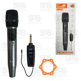 Microfone Sem Fio Dinâmico Com Painel Eletromex EL-5025