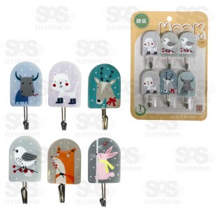 Ganchos Multiuso Adesivo 6 Unidades Top Útil TOP0810