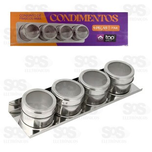 Conjunto Porta Temperos Magnéticos 4 Peças TOP1269