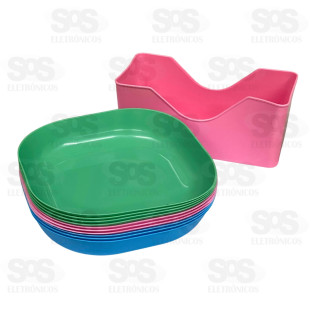 Kit 10 Pratos Plásticos Infantil Com Suporte BM-F1366