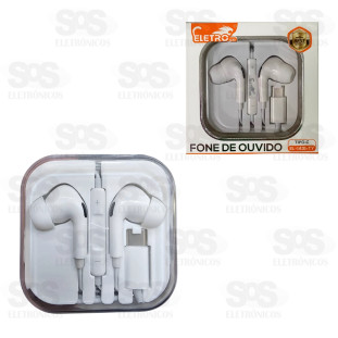 Fone De Ouvido Com Fio Type C Eletromex EL-1431-TY