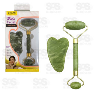 Massageador Facial Rolo Com Pedra B-Max BM-F1356